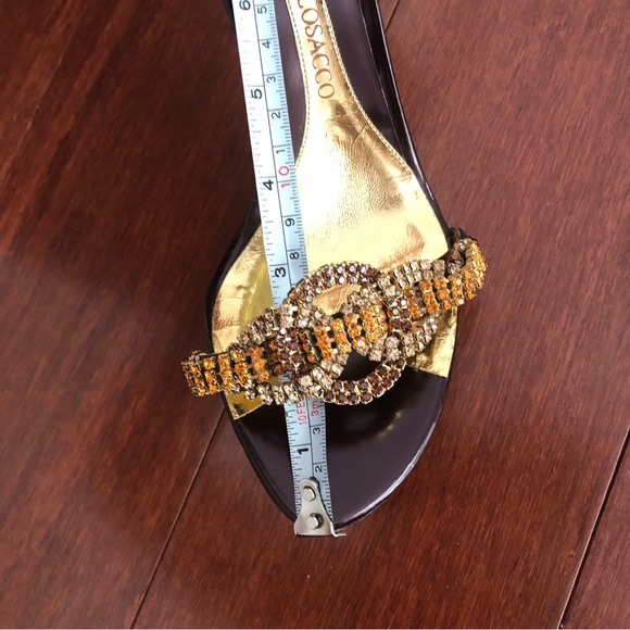 Francesco Secco ombre ,orange ,yellow diamond embellished peep toe pumps sandals - Picture 17 of 17